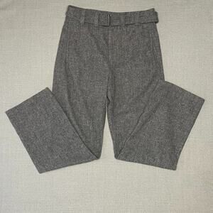 Zara Wool-Blend Belted Wide-Leg Pants Sz S Quiet Luxury Dark Academia